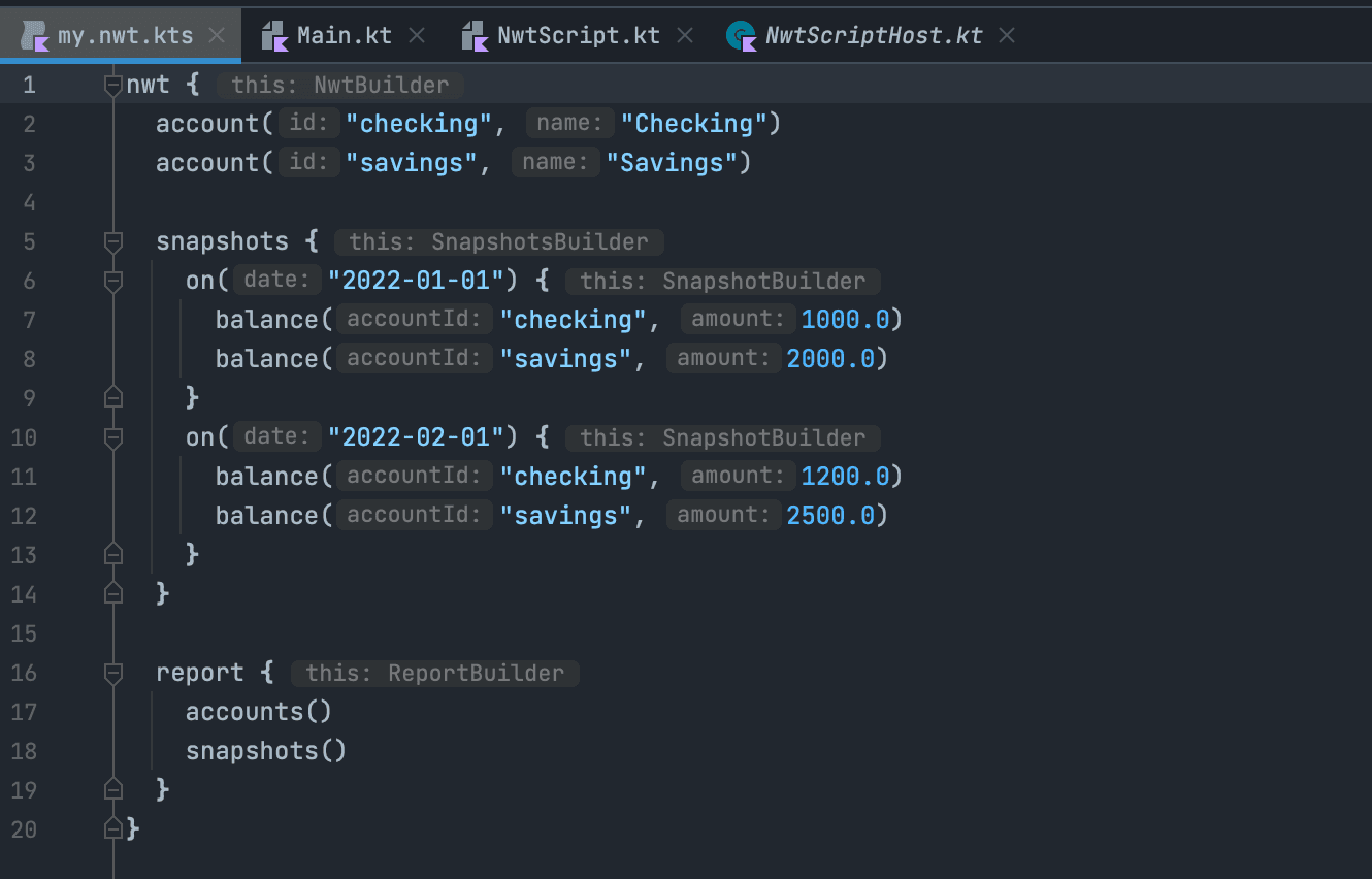 IntelliJ recognizes our DSL!