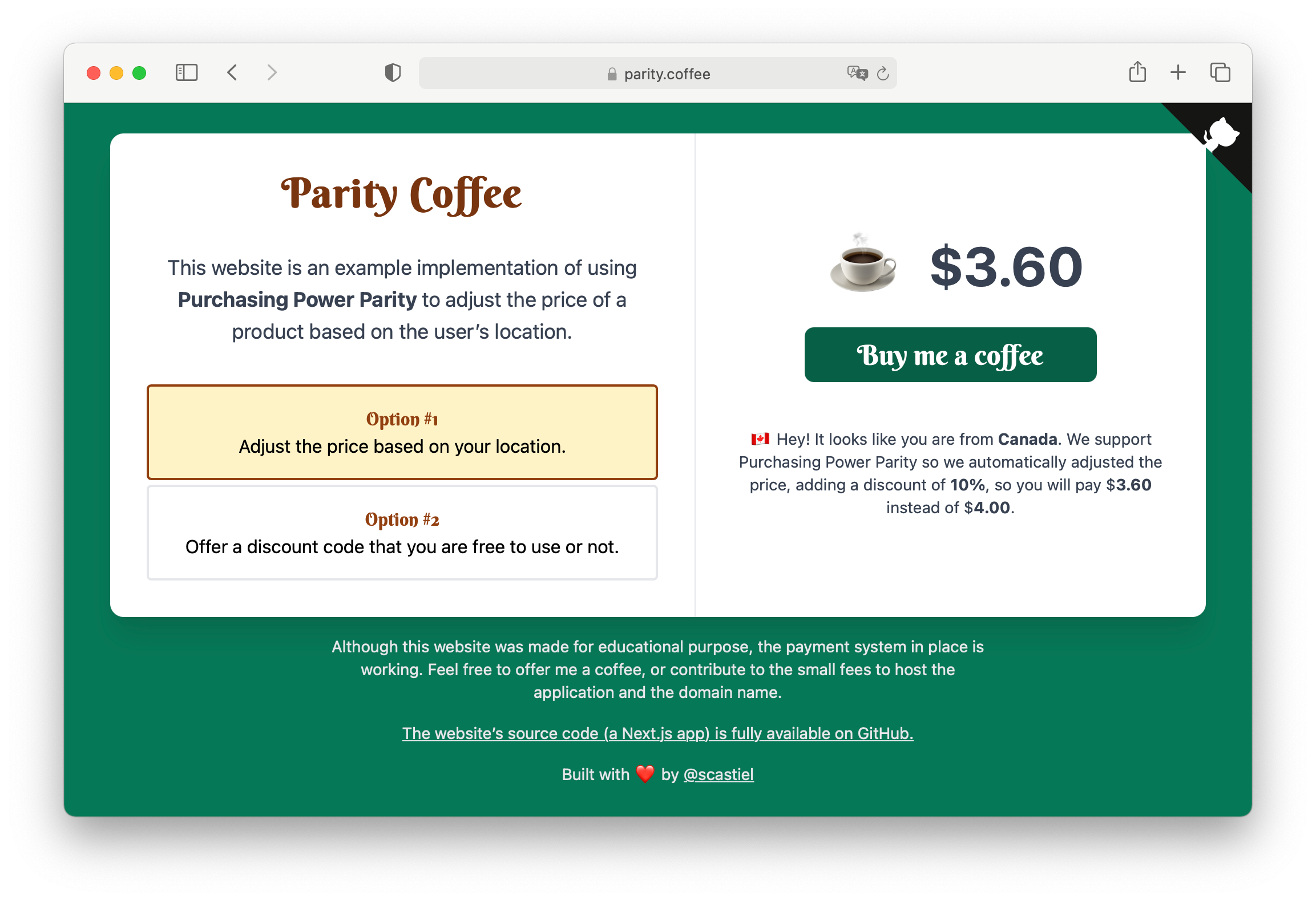 parity.coffee: a demo site using PPP