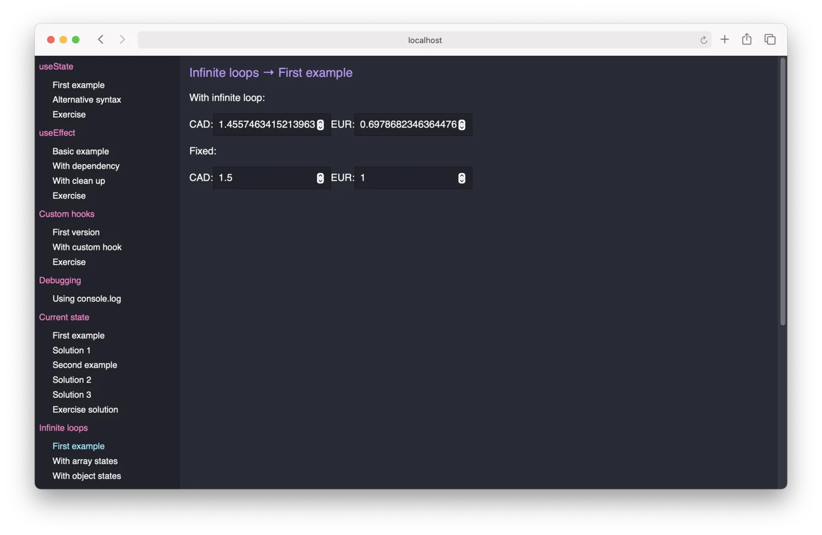 The mini-app to run examples.